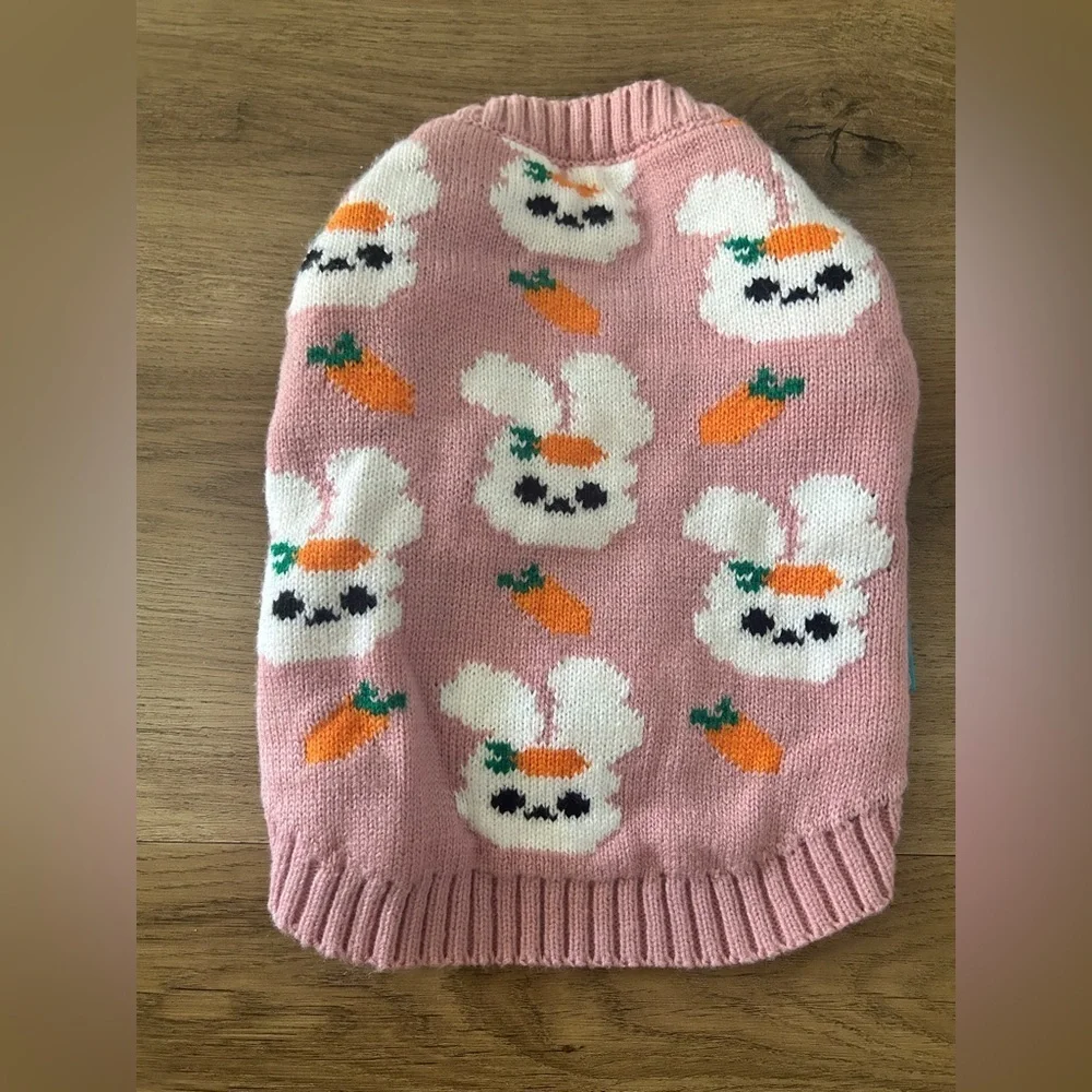 Pink Carrot Bunny Knit Dog Sweater, Size: Medium - NWOT